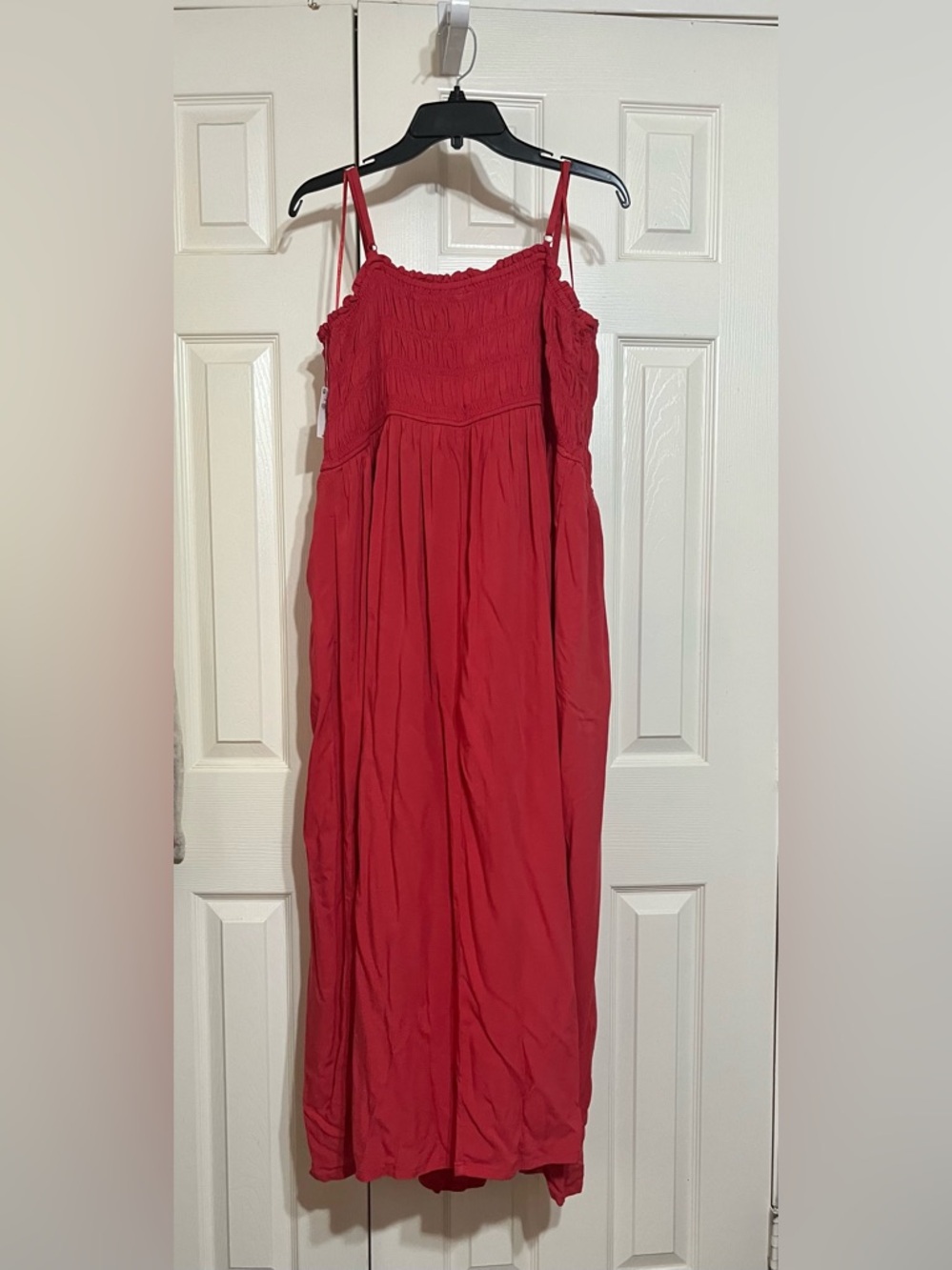 Old Navy Red Smocked Maxi Dress with Adjustable Straps - Picture 3 of 5